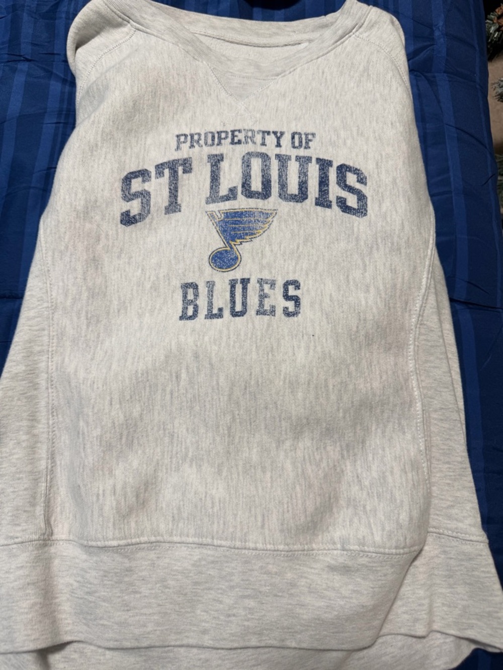 St. Louis Blues Crewneck Sweatshirt - Light Gray with Blue Logo